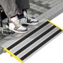 3" Rise Door Threshold Ramps for Doorways, Stable Yellow Edge, Aluminum Wheelchair Ramp for Home Steps, Adjustable Modular Entry Ramp for Scooters, Power Chairs, 880LBS Load Capacity