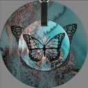 Luggage Tag Black Butterfly Teal Rose Gold Marble, Pu Leather Bag Travel Suitcases Id Identifier Baggage Label for Women Men Boys Girls