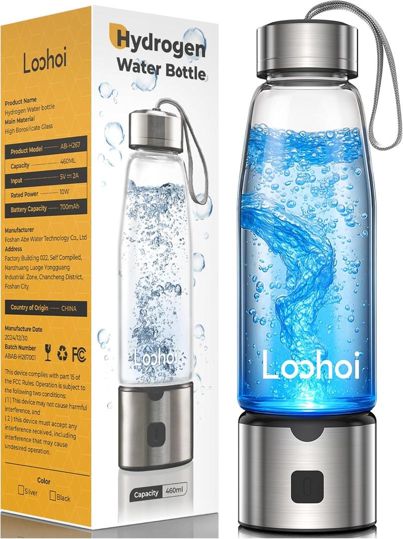 Hydrogen Water Bottle,Portable SPE/PEM Hydrogen Generator Cup 16oz,Rich Hydrogen Infused Water Maker for Health, Fitness,Gift for Home, Office & Travel (Sliver)