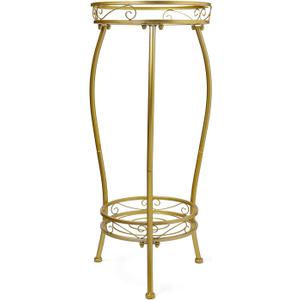 Kavlium Plant Stand Indoor OutdoorTall Gold Metal Rustproof Stable Plant Stands2 Tier 27.1 inch Multiple Plant Rack Holder Rack Flower Pot Stand Heavy Duty Plant Shelf (Gold)