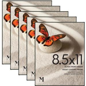 MANTELLO ESSENTIALS Front Loading Picture Frame Set - 6-Pack | 4x6, 5x7, 8x10, 8.5x11 (Black, 8.5x11-5 Pack)
