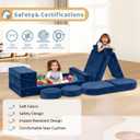 12pcs Modular Kids Play Couch, Convertible Toddler Sectional Sofa CPC Certified, Washable, Durable Foam Floor Cushion for Kids Playroom (Play Fort/Castle), 26.38"D x 52.76"W x 7.88"H
