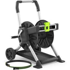 Upgrade Garden Hose Reel Cart, Holds 200 Feet of 5/8-Inch Hose, Hose Reel Cart With Effort-saving Hand Crank,Freestanding Water Hose Reels for Outside Garden Lawn Yard Outdoor