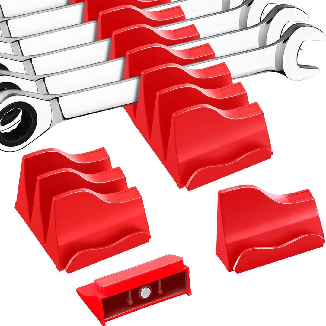 42-Tool Magnetic Wrench Organizer, Customizable Wrench Organizer Set for Tool Box, Wrench Holder for Tool Drawer Storage (RED, 42 PCS)