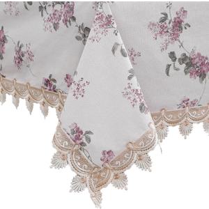 Walrus Heavy Duty Vinyl Tablecloth Elegant Floral Lace-Trimmed Tablecloth Vintage Flower Pattern, Waterproof Oil-Proof Plastic Table Cloth Stain-Resistant Wipeable(Purple Floral, 60X60 Inch)