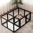 Clear Acrylic Dog Playpen Indoor, Puppy Cat Small Pet 2 Room Play Pen, Pet Cat Playpen for Rabbits, Dog Fence Crate Kennel Whelping Cage (24", Black, 12 Panel)