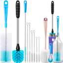 Holikme Bottle Brush Tube Cleaning Lab Set with Long Handle, Cup Cleaner for Washing Narrow Neck Beer Wine Decanter Pipes Lids Sinks Cap Covers, Pink