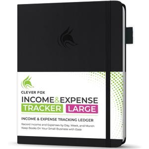 Clever Fox Income & Expense Tracker Large  Accounting & Bookkeeping Ledger Book for Small Business  2-Year Record Notebook, A4 (Black) (A4 (8.5 x 11))