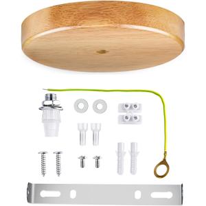 Arturesthome 7" Wood Ceiling Canopy Light Kit Rewind Single Hole with Hardware, Ceiling Plate for Pendant Lighting Chandelier, Screw Fixing on Both Sides (7.08 Inch)