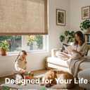 LazBlinds Manual Roll-up Bamboo Blinds, 35" W x 72" H, Star-Brown | Easy Install Roller Shades for Windows, Hook-On Light Filtering Bamboo Shades for Interior Indoor Windows