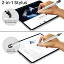 Bopomofo Stylus (5 Pcs), 2-in-1 Stylus Pen for Touchscreen, High Precision and Sensitivity, Suitable for iPhone/ipad/Android Tablets, Compatible with Touch Screens, White