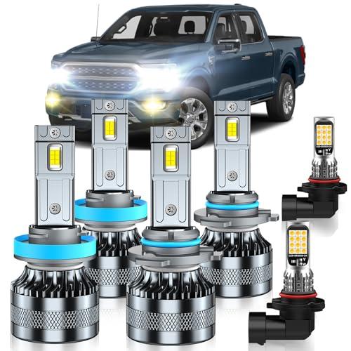 TLEVELCL Compatible with 2015-2023 Ford F150 Fog Light Bulbs, High/Low Beam Fog Light Bulbs, 600% Brightness, 6000K White and 3000K Yellow Combo, Pack of 6