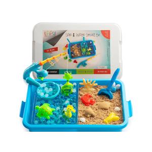 KipiPol Sensory Toys for Toddlers 3-4, 5-7 Sensory Bin W 3000 Water Beads, 1.5 LB Play Sand, 10 Sand Toys, 6 Sea Animal Toys, Dino Eggs - Fine Motor Skills Toys and Sensory Activities for Kids Ages 3
