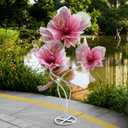 Giant Flowers for Decoration,66.9" Tall Floor Standing Life Size Silk Flower Decor - 3 Large Artificial Flowers with Stand for Wedding Reception, Party Banquet Background, Home Decor (Pink)