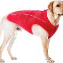 Insulated Fleece Sweater for Dogs | Lightweight Warm Dog Vest | Zipper Port for Harness | Cold Weather Winter Jacket | Rain Snow Repellant Coat | Adjustable for Small Medium Large Girl Dogs (Red/L)