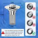 Sink Stopper Hair Catcher,(2PCS) Pop-up Sink Drain Strainer with Removable Stainless Steel Strainer Basket Hair Catcher, Bathroom Sink Strainer for Bathroom Sink Stopper Replacement