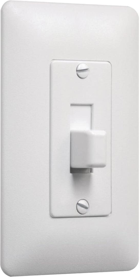 Mid-size White 1-Gang Decorator Toggle Switch Wall Plate with Toggle Cover, Paintable Outlet Cover Replaces Old Wall Plate
