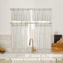 Lino Rosa Short Curtains for Windows,Sheer Farmhouse Cafe Shelf Kitchen Curtains Sets for Windows 36 Inch Length