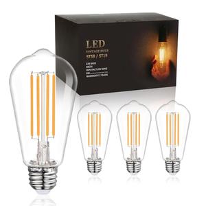 BORT 4Pack ST58/ST19 Vintage LED Edison Bulbs, Warm White 2700K, 6W Equivalent 60W LED Filament Light Bulbs, Dimmable 700LM, E26 Decorative Light Bulb