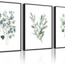 Green Botanical Wall Art Sage Plant Canvas Pictures Eucalyptus Wall Decor Watercolor Leaves Prints Minimalist Leaf Poster Natural Artwork Flower Painting for Living Room Bedroom 16x24x3 Inch Unframed