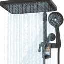 Filtered Shower Head with Handheld Spray Combo,12 inch High Pressure Rainfall Shower Head with Adjustable Slide Bar,Dual Rainfall Showerhead,Bathroom Accessories,Black