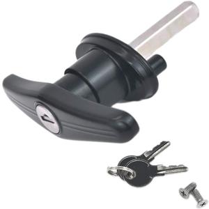 Pickup Truck Cap Topper Camper Shell Locking T-Handle -with 2 Keys for Most Brands of Truck caps, Toppers, Camper Tops Black Powder Coated Finish-Left Side