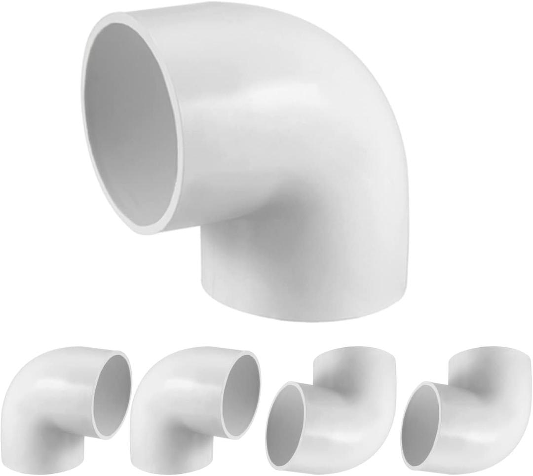5PCS 1-1/2" 90 Degree Elbow PVC Pipe Fitting Adapter Coupling Connector Schedule 40 Slip (Socket x Socket) White Color
