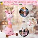 Dancing Talking Giraffe with Golden Antlers Toy, Interactive Plush Toy Repeating What You Say, Glowing Musical Electronic Giraffe with Golden Anlters, for Toddlers 1-3 Years Old (Pink)