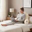 Reading Pillow for Bed,Large Backrest Reading Pillow with Arm Rest,Back Rest Support Cushion for Sit Up on Couch,Sofa,and Floor(White Flannel,Standard(17inch))