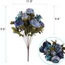 Kimura's Cabin Fake Peonies 2Bouquets Faux Silk Flower Vintage Artificial Peony Face Flowers Arrangement Bouquets for Home Table Centerpieces Wedding Party Decoration (Deep Lake Blue)
