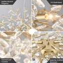 32" 10-Light Modern Crystal Chandelier Round Gold Tree Branch Chandeliers | K9 Crystal Leaf Chandelier, Large Living Room Light Fixture, Bathroom Dining Room Foyer Kitchen, Easy to install