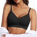 OEAK Womens Wireless Bras Comfortable Push Up Bra No Underwire Bra Full Support Lift Bralette Everyday Seamless Tshirt Bras, Size L