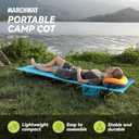 MARCHWAY Lightweight Folding Tent Camping Cot Bed with Lever Lock, Easy Setup Portable Compact for Outdoor Travel, Hunting, Hiking, Motorcycling, Support 330Lbs (Blue)