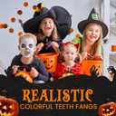 2 x Vampire Teeth Kids Size, Assorted Colors Fake Vampire Teeth for Kids, Vampire Fangs Costume, Dress-Up, Pretend Play, 12 Pack Halloween Teeth for Halloween Party Favors (Colorful)