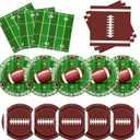 Football Party Supplies - 100pcs Touchdown Tableware with Plates, Napkins and Decorations for Football Birthday and Tailgate Parties