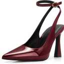 PARTY Womens Pointed Closed Toe Heels Stiletto Slingback High Heel for Women Dressy Pumps for Wedding and Office Work or Going Out (7.5, Burgundy Patent)
