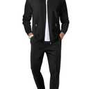 Riskrole Men's Waffle Tracksuit 2 Pieces Set Casual Long Sleeve Zip Up Sweatsuits Solid Athletic Jogging Suit Sets, Size Small