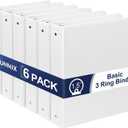1.5-Inch 3-Ring Binder with Pockets, 1-1/2 Premium View Binders with Three Ring Binders Holds up to 325 Sheets US Letter Size, Bulk Pack of 6, Perfect for Home, Office, and School (1.5-inch) White