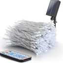 Solar String Lights Outdoor,500 LED 165FT Christmas Lights with 8 Modes and Timer, Remote Control for Holiday Patio Garden Party Decor(White) (Transparent Wire)