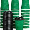 100 Count 8 OZ Coffee Cups with Lids, Insulated Ripple Wall Paper Hot Coffee Cups for Hot Drinks