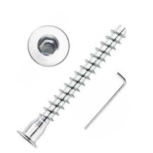 Confirmat Screws, M7 x 50 mm 100 PCs, Hex Socket Drive Countersunk Furniture Connecting Self-Tapping Screw Set Carbon Steel Zinc Plated