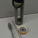 25 oz Glass Water Bottles - Motivational Tumbler Water Bottle Time Marker - Borosilicate Glass Water Bottle With Silicone Sleeve and 2 Lids, Handle Spout & Bamboo Straw Lid (Olive)