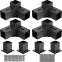 4x4 Pergola Bracket Kit - 8pcs (4pcs 3-Way Corner Brackets & 4pcs Post Base) for 4''x4'' Wooden Beams (Actual 3.6''x3.6'') - Includes Stainless Steel Hardware for Patio Pergolas & Outdoor Structures