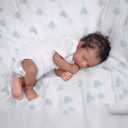 Realistic Reborn Baby Dolls Black Girl 20inch Lifelike Handmade African American Weighted Real Silicone Tan Skin Sleeping Baby Dolls Closed Eyes Best Gift Set for Age3+