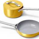 Caraway Mini Cookware Set - Non-Stick Ceramic Fry Pan (1.05 qt, 8") & Sauce Pan (1.75 qt) - Non Toxic, PTFE & PFOA Free - Oven Safe & Stovetop Agnostic (Gas, Electric & Induction) - Marigold