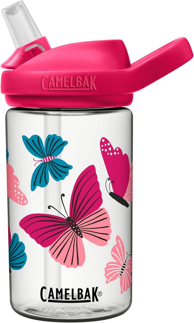 CamelBak Eddy+ Kids Bite Valve Straw Tritan Water Bottle (Colorblock Butterflies)