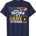 Proud Son of A Army Veteran American Flag Military Gift T-Shirt, Large 