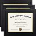 Upsimples 11x14 Diploma Frame Certificate Degree Document Frame with High Definition Glass, 8.5 x 11 with mat for Wall and Tabletop, Black Double Mat, 3 Pack