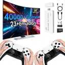 2026 New Wireless Retro Game Console, 23 Emulators and 40000+Games, Plug and Play 4K HDMI TV Game Stick, with Dual 2.4G Wireless Controllers (White)