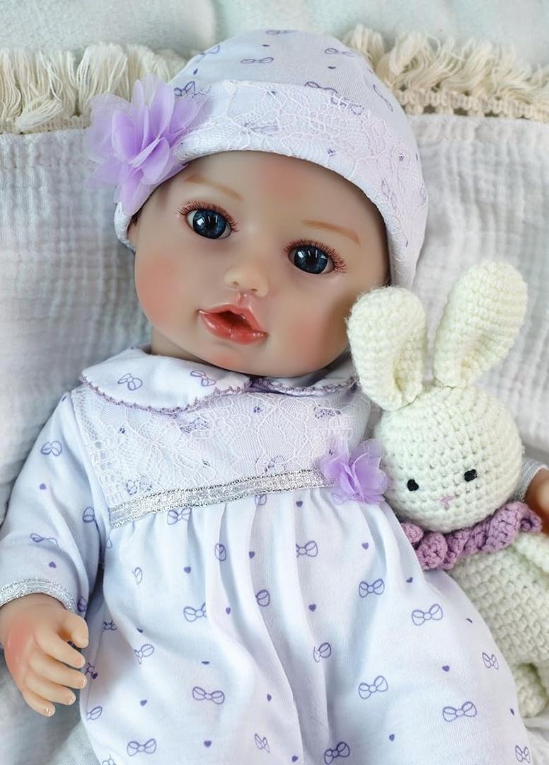 SCOM Baby Dolls, 16inch Realistic Baby Dolls Cute Soft Body Baby Doll Real Life Baby Doll Silicone Lifelike Baby with Accessories for 3+ Year Old Girls Gifts